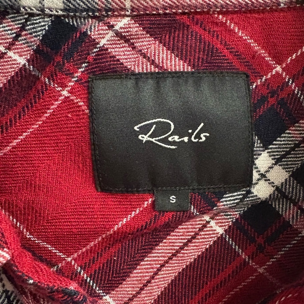Rails Red/White Button-Up Flannel Shirt Size Small - Picture 3 of 5